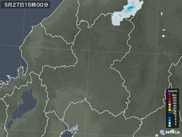 岐阜県の雨雲レーダー(2022年05月27日)