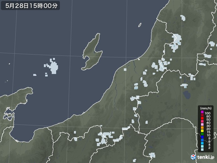 新潟県の雨雲レーダー(2022年05月28日)