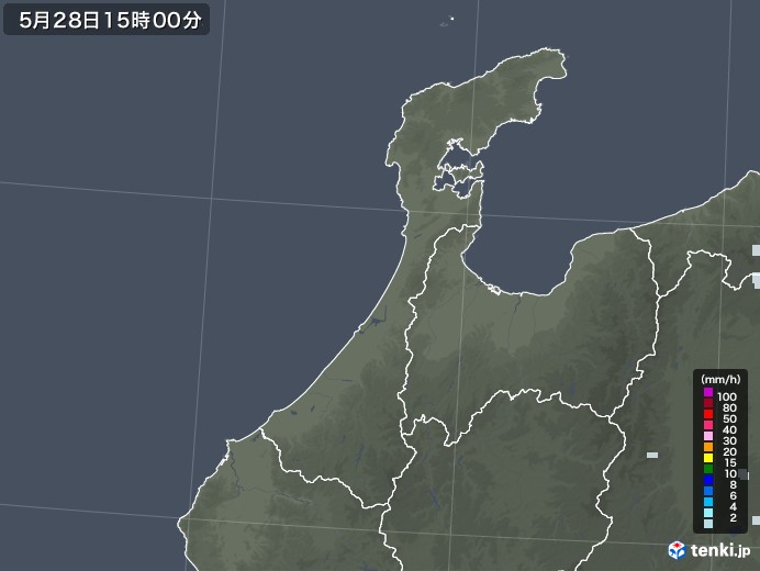 石川県の雨雲レーダー(2022年05月28日)