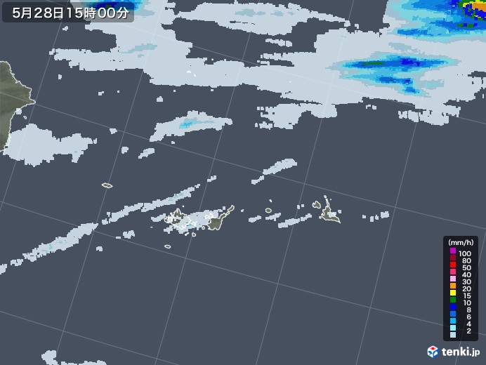 宮古・石垣・与那国(沖縄県)の雨雲レーダー(2022年05月28日)