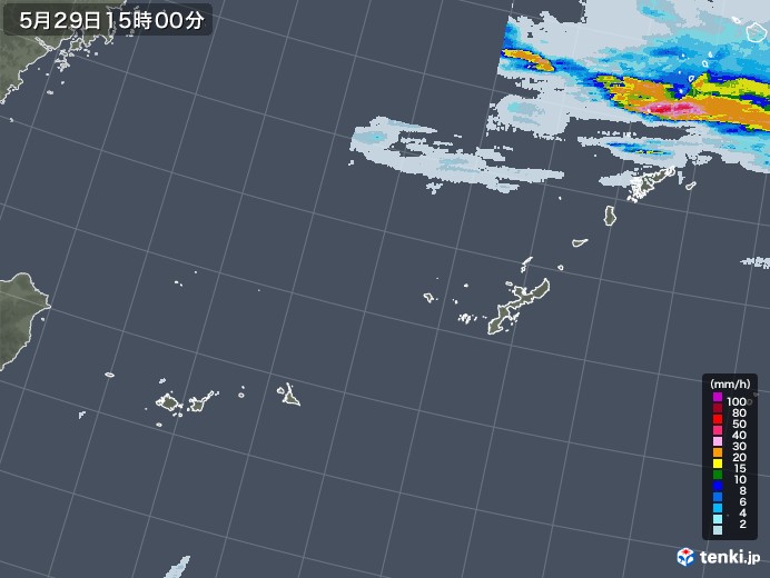 沖縄地方の雨雲レーダー(2022年05月29日)