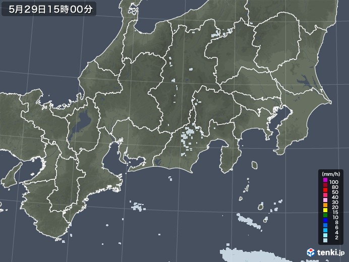 東海地方の雨雲レーダー(2022年05月29日)