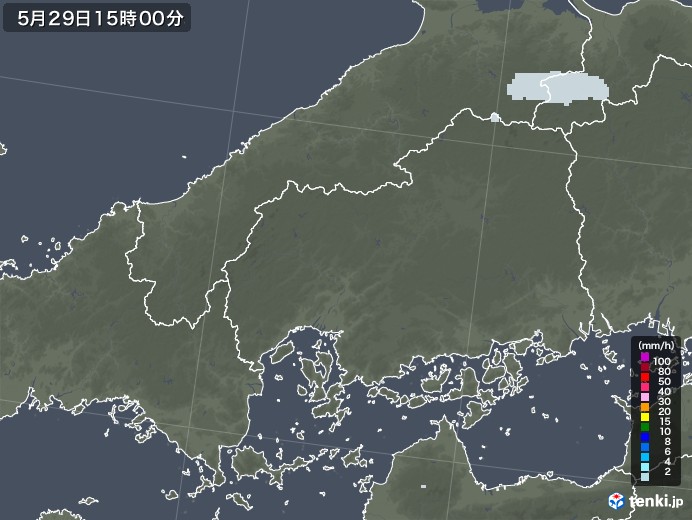 広島県の雨雲レーダー(2022年05月29日)