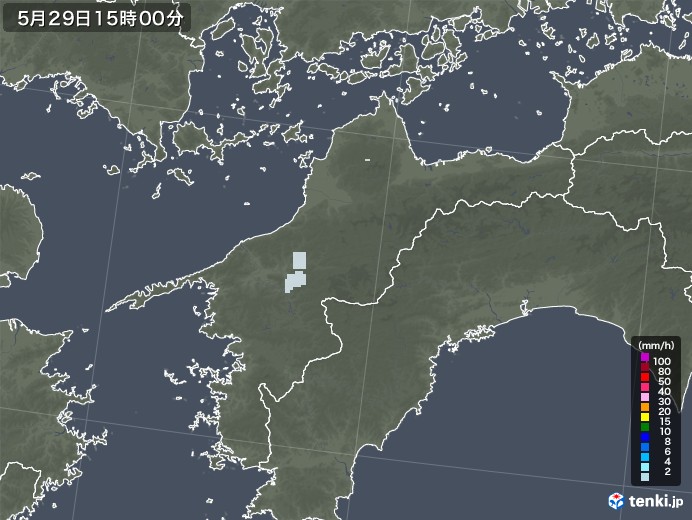 愛媛県の雨雲レーダー(2022年05月29日)