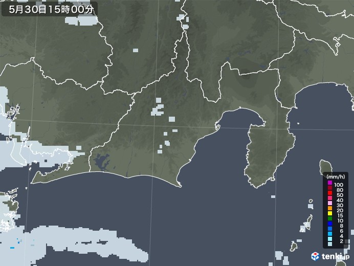 静岡県の雨雲レーダー(2022年05月30日)