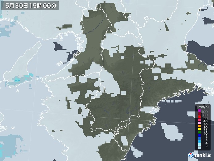 奈良県の雨雲レーダー(2022年05月30日)