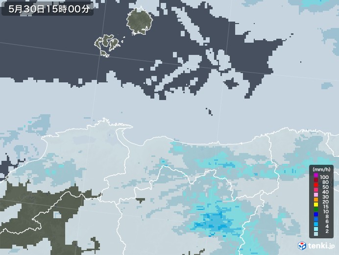 鳥取県の雨雲レーダー(2022年05月30日)