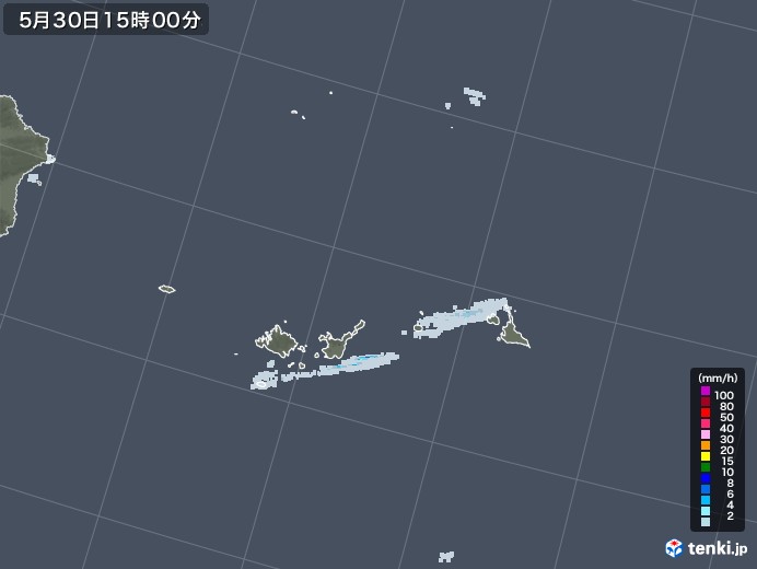 宮古・石垣・与那国(沖縄県)の雨雲レーダー(2022年05月30日)