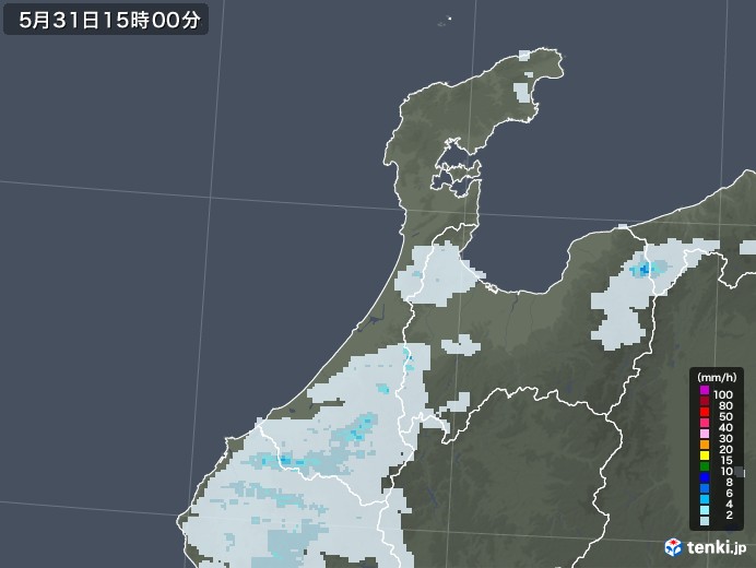 石川県の雨雲レーダー(2022年05月31日)