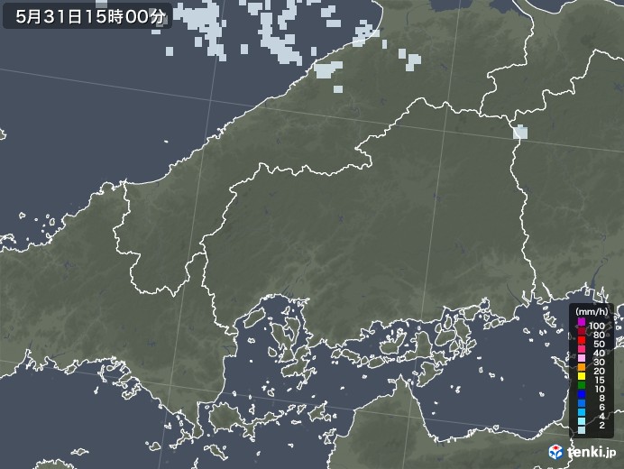 広島県の雨雲レーダー(2022年05月31日)