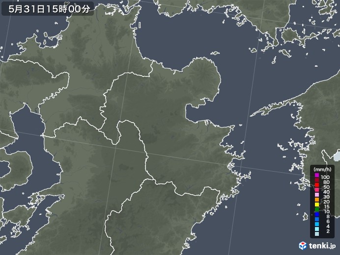 大分県の雨雲レーダー(2022年05月31日)