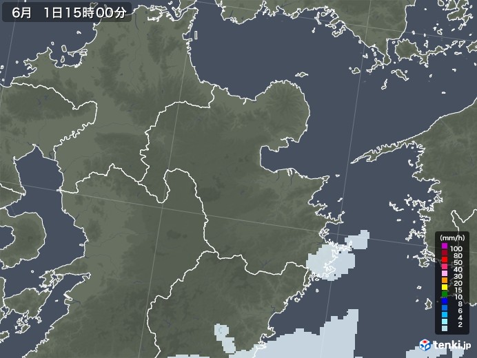 大分県の雨雲レーダー(2022年06月01日)