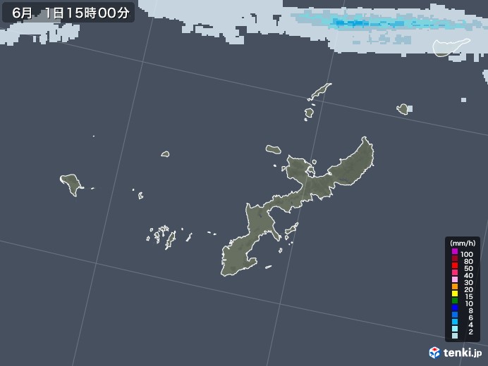沖縄県の雨雲レーダー(2022年06月01日)