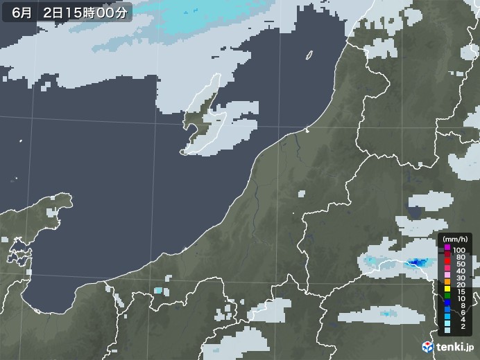 新潟県の雨雲レーダー(2022年06月02日)