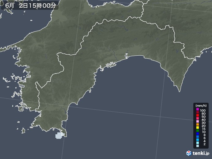 高知県の雨雲レーダー(2022年06月02日)