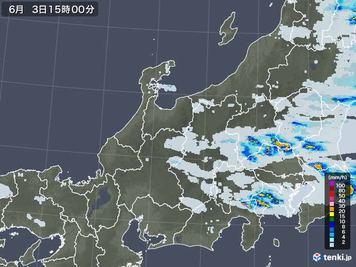 北陸地方の雨雲レーダー(2022年06月03日)