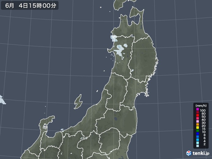 東北地方の雨雲レーダー(2022年06月04日)