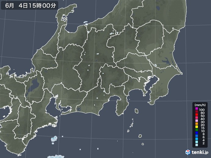 関東・甲信地方の雨雲レーダー(2022年06月04日)