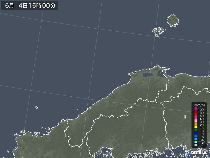 島根県の雨雲レーダー(2022年06月04日)
