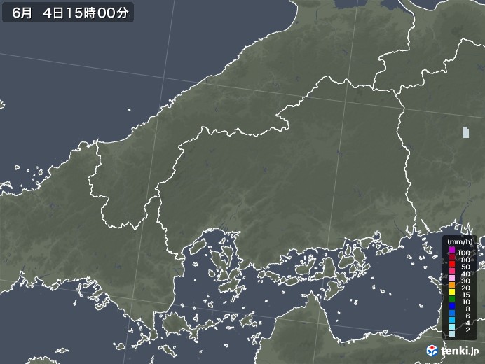 広島県の雨雲レーダー(2022年06月04日)