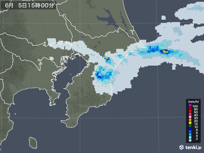 千葉県の雨雲レーダー(2022年06月05日)