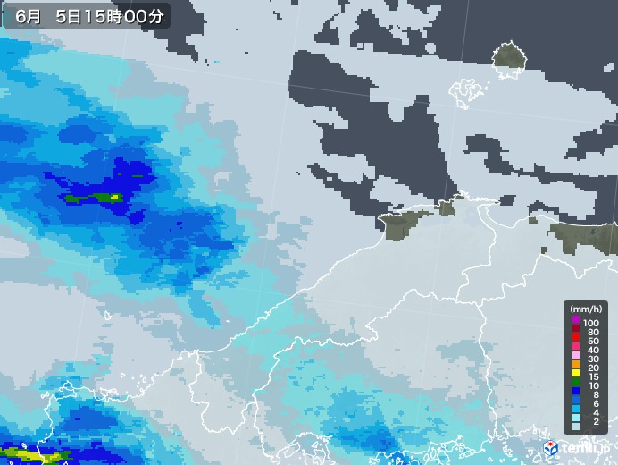 島根県の雨雲レーダー(2022年06月05日)