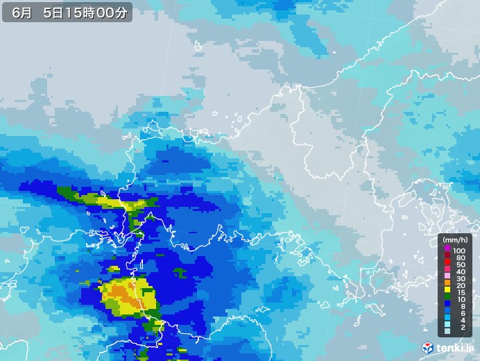 山口県の雨雲レーダー(2022年06月05日)