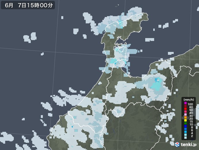 石川県の雨雲レーダー(2022年06月07日)
