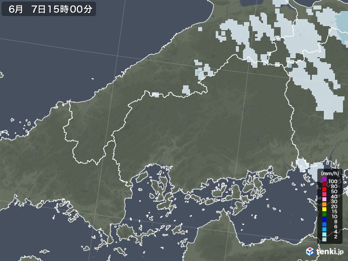 広島県の雨雲レーダー(2022年06月07日)