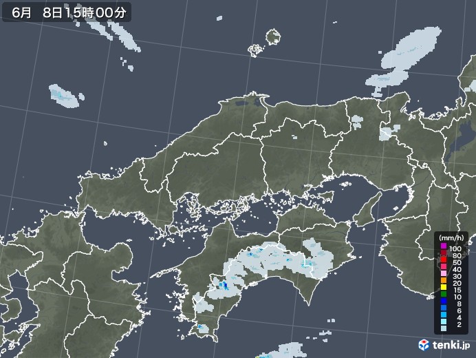 中国地方の雨雲レーダー(2022年06月08日)