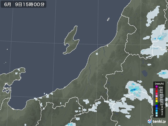 新潟県の雨雲レーダー(2022年06月09日)