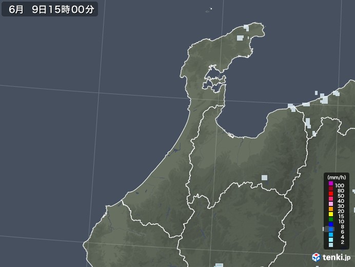 石川県の雨雲レーダー(2022年06月09日)
