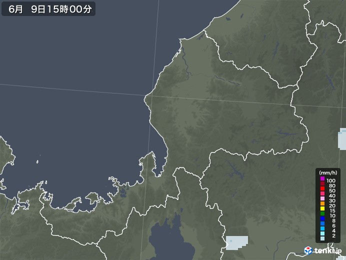 福井県の雨雲レーダー(2022年06月09日)