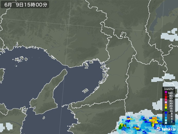 大阪府の雨雲レーダー(2022年06月09日)