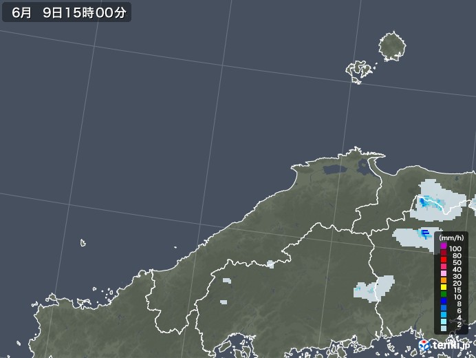 島根県の雨雲レーダー(2022年06月09日)