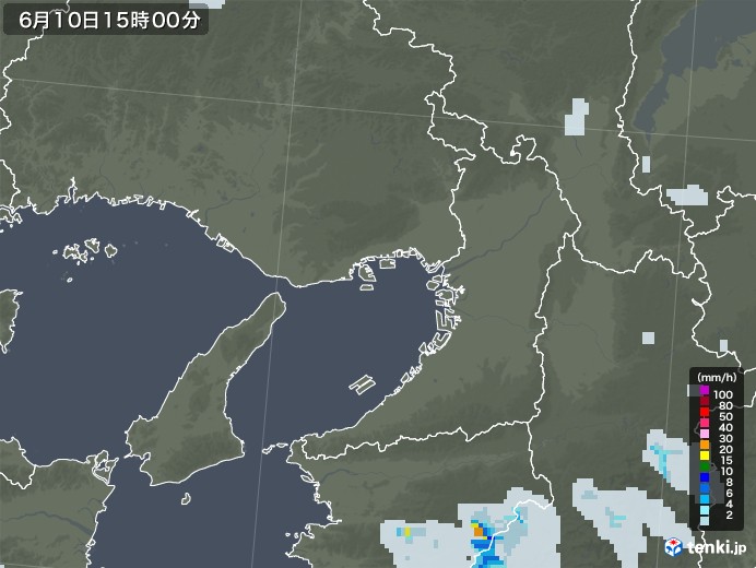 大阪府の雨雲レーダー(2022年06月10日)