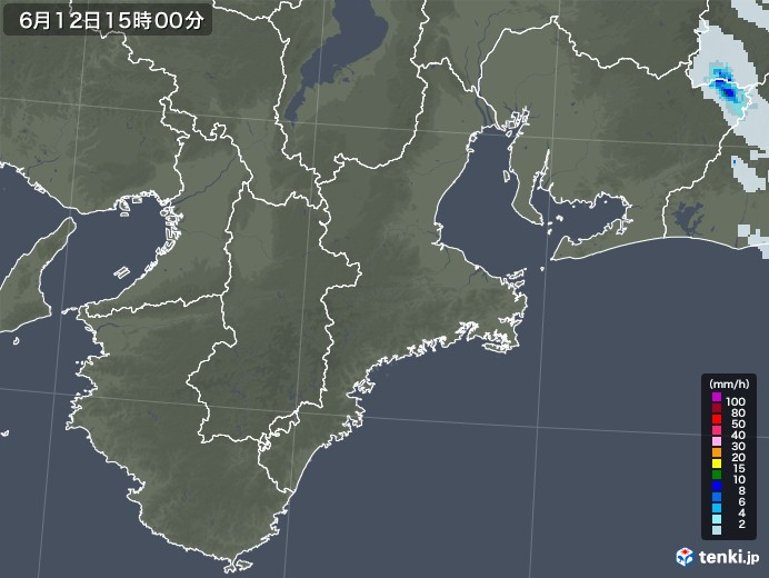 三重県の雨雲レーダー(2022年06月12日)