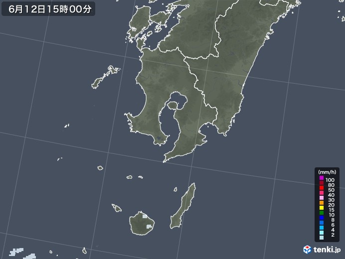 鹿児島県の雨雲レーダー(2022年06月12日)