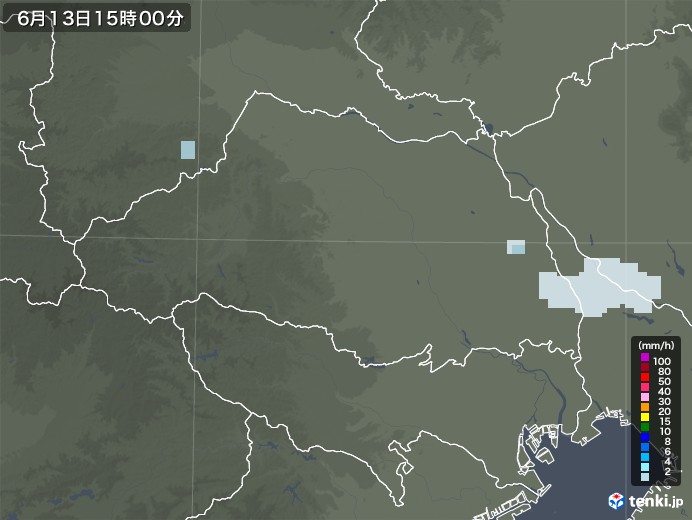 埼玉県の雨雲レーダー(2022年06月13日)