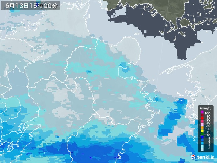 大分県の雨雲レーダー(2022年06月13日)