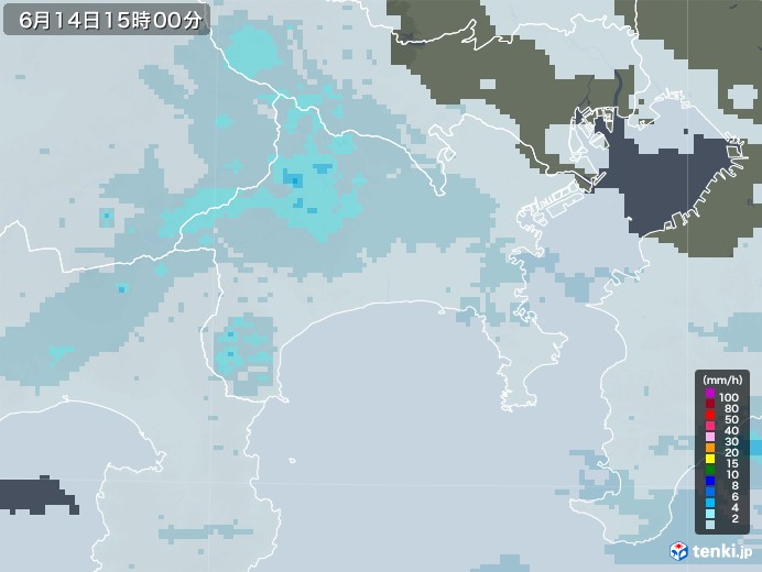 神奈川県の雨雲レーダー(2022年06月14日)