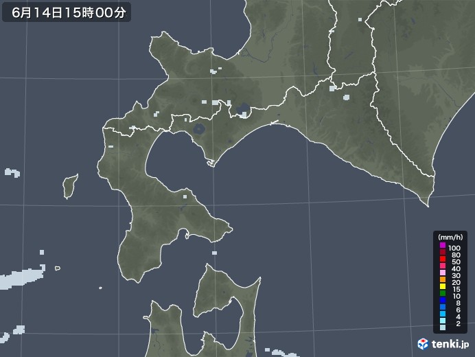 道南の雨雲レーダー(2022年06月14日)