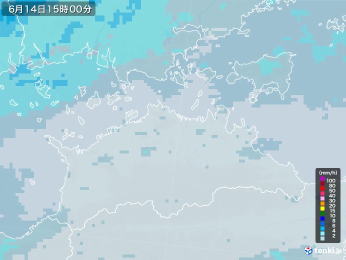 香川県の雨雲レーダー(2022年06月14日)