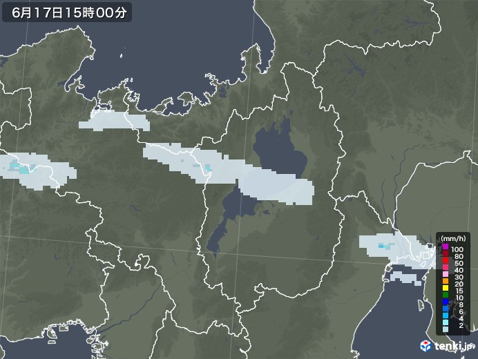 滋賀県の雨雲レーダー(2022年06月17日)