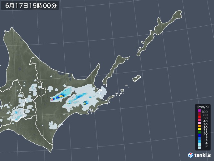 道東の雨雲レーダー(2022年06月17日)