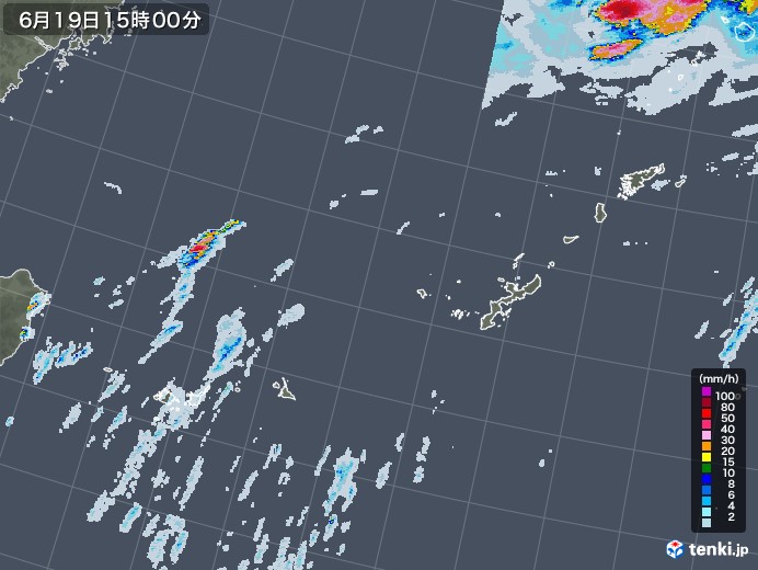 沖縄地方の雨雲レーダー(2022年06月19日)