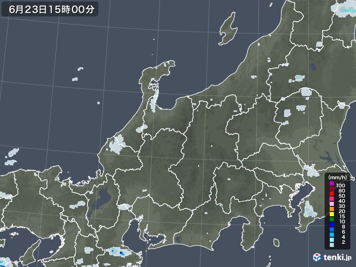 北陸地方の雨雲レーダー(2022年06月23日)