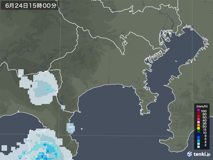 神奈川県の雨雲レーダー(2022年06月24日)