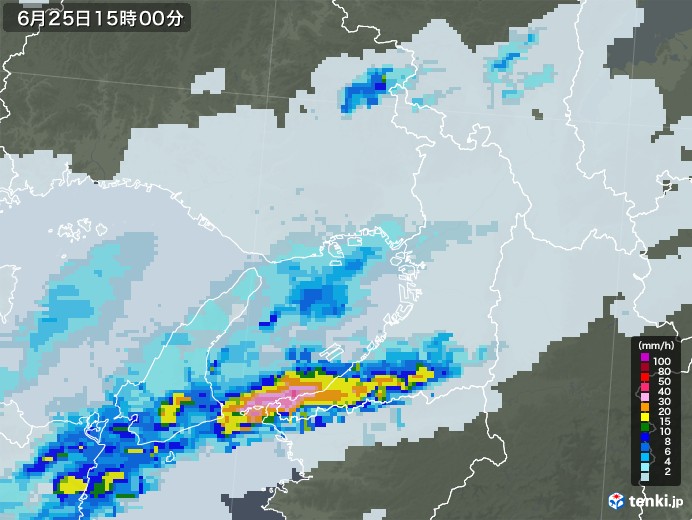 大阪府の雨雲レーダー(2022年06月25日)
