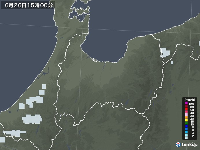 富山県の雨雲レーダー(2022年06月26日)